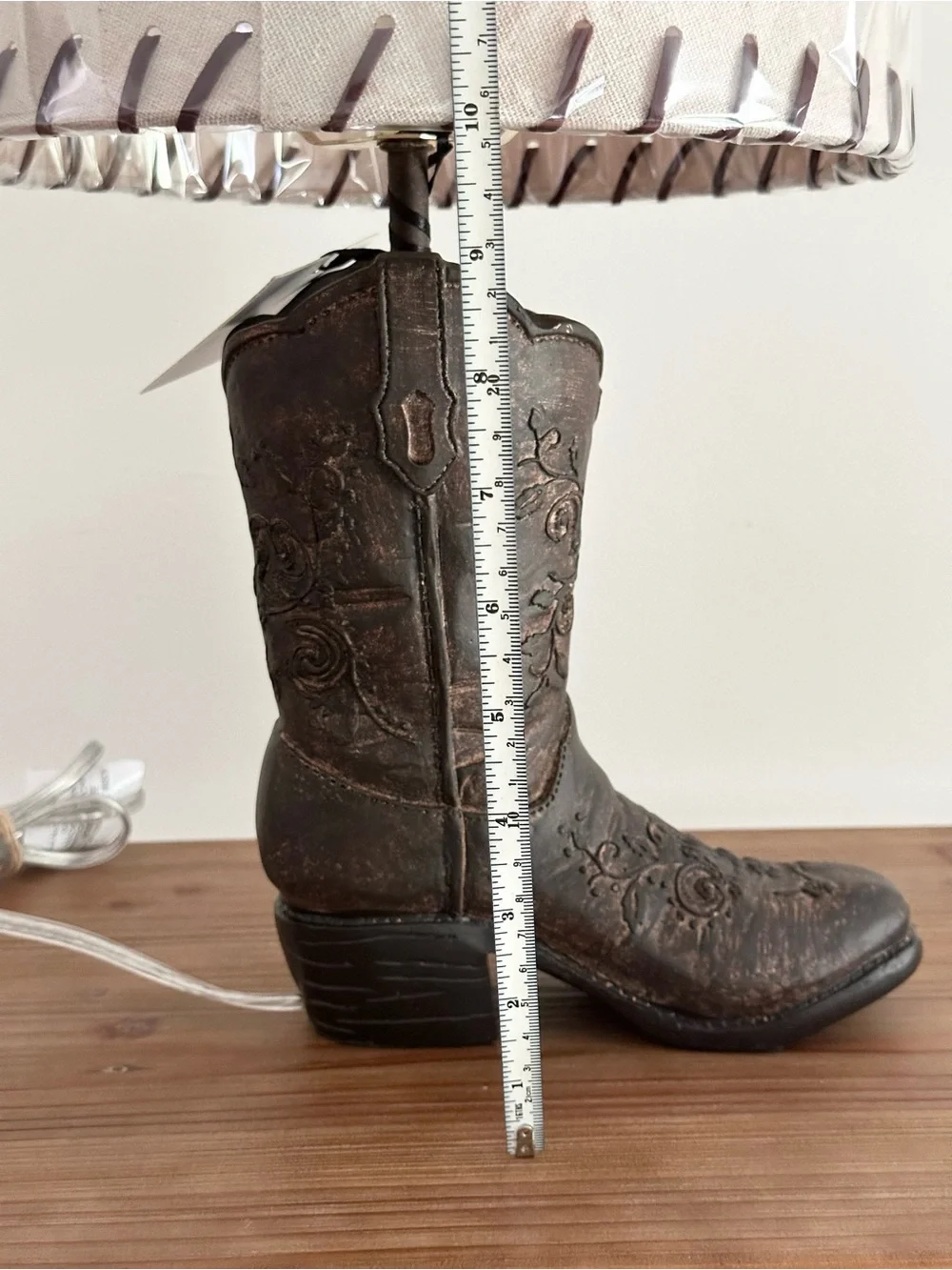 Cowboy Boot Shaped Table Lamp With Shade - Rodeo / Country Lodge / Cabin Decor